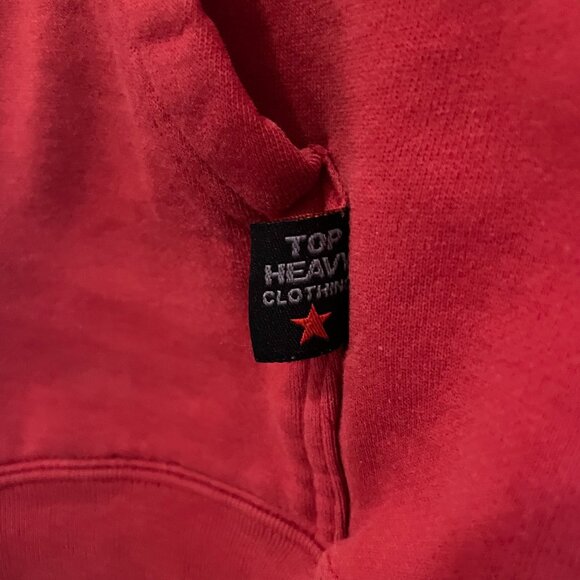 Top Heavy Clothing 💀 2000s Y2K Skull - Skater - Pullover Hoodie - Red & Black - Picture 7 of 10